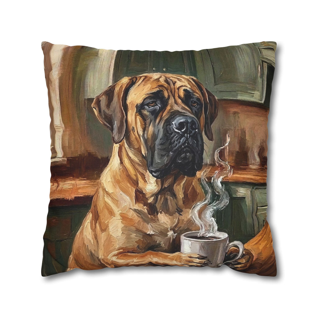 "Before Coffee" - Mastiff Throw Pillow - Dog Lover Home Decor