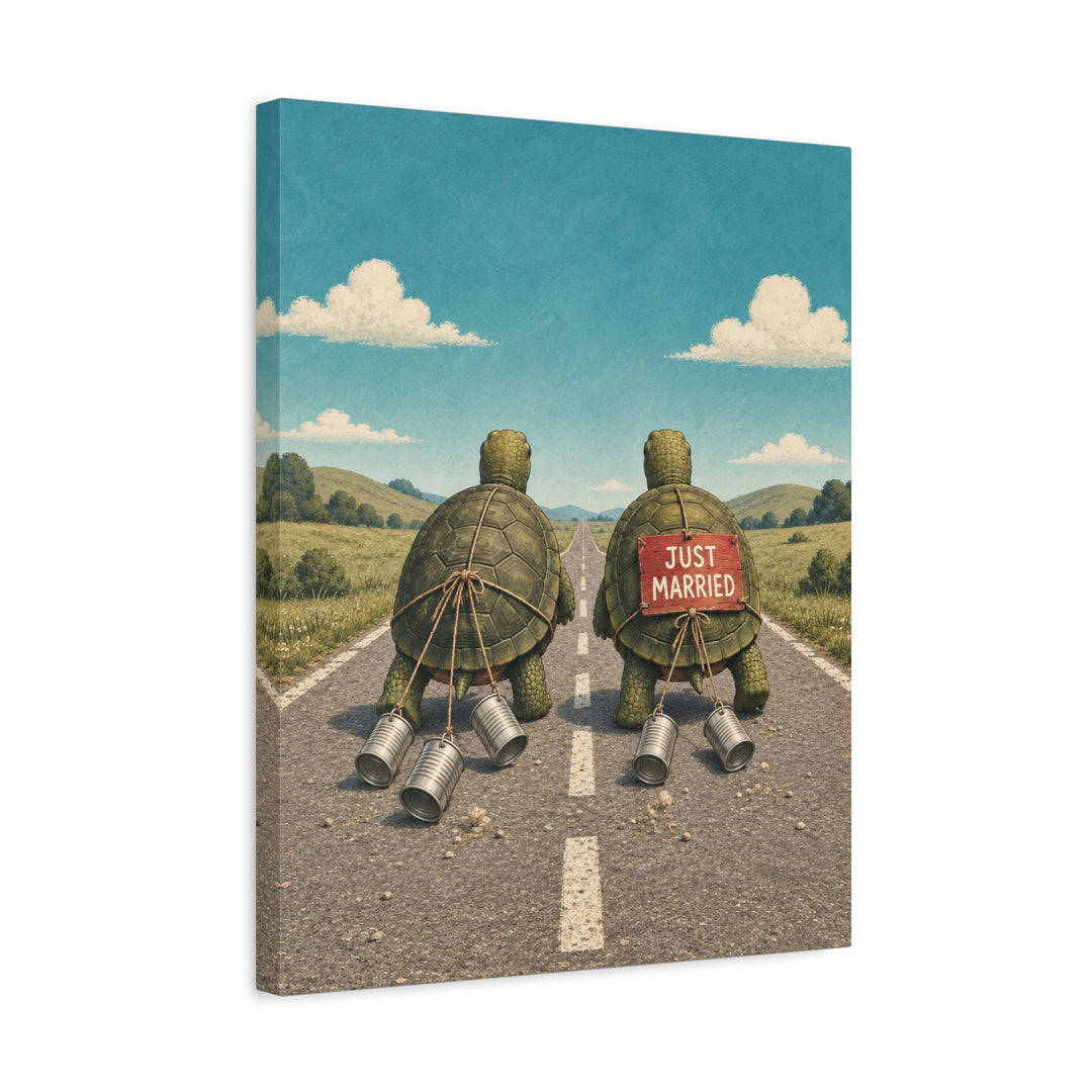 The Long Haul – Turtle Wall Art with Two Turtles on an Open Road – Canvas / Framed Canvas