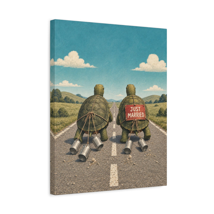 The Long Haul – Turtle Wall Art with Two Turtles on an Open Road – Canvas / Framed Canvas
