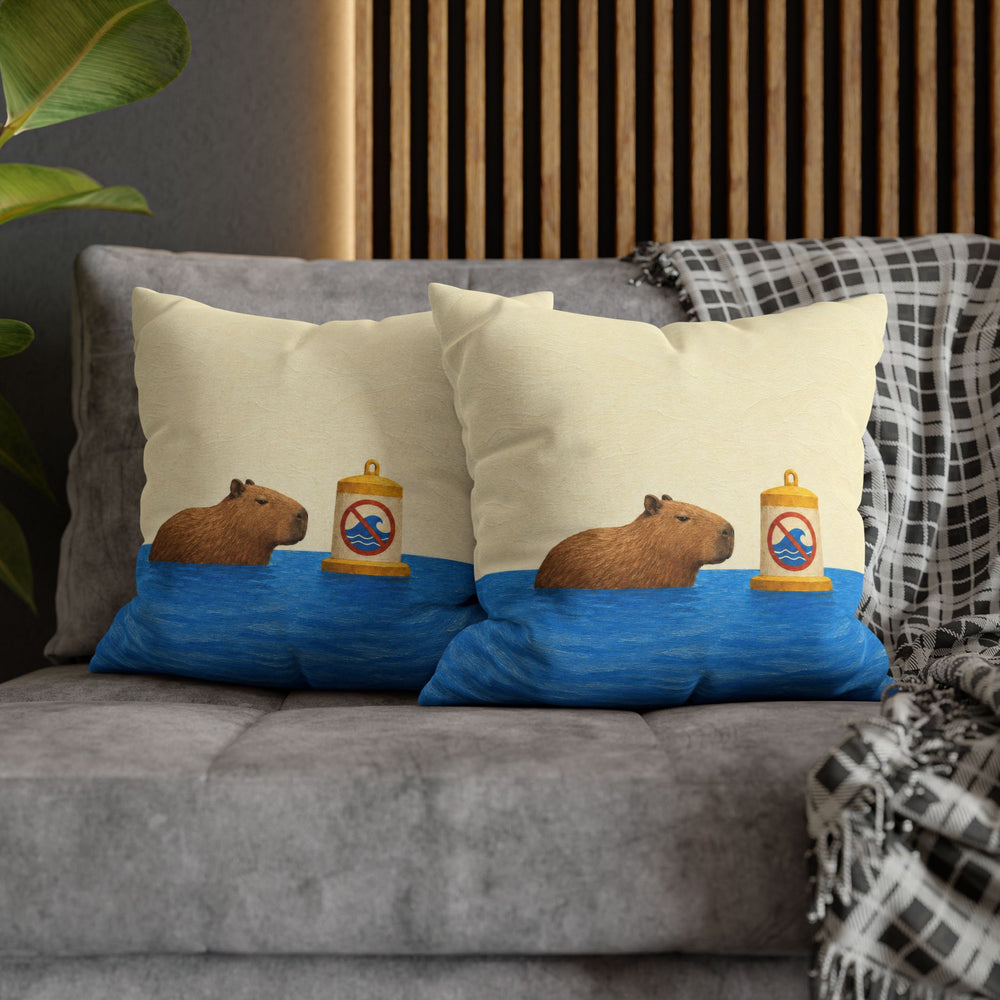 Lake Rules – Lake House Decor with a Capybara at Zero Speed – Pillow / Cover