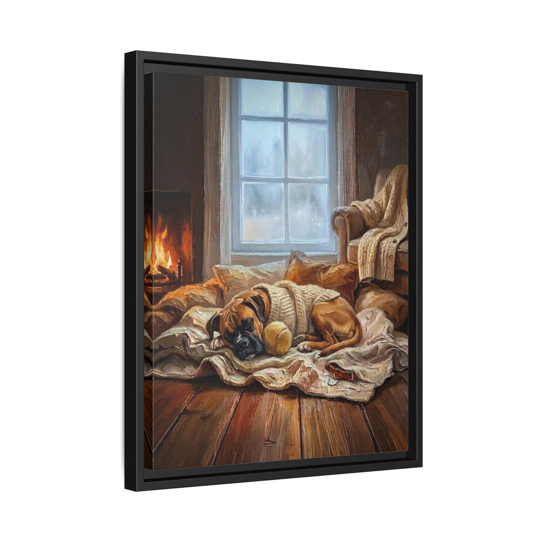 "Calm Memories" - Boxer Vertical Framed Canvas - Dog Lover Wall Art