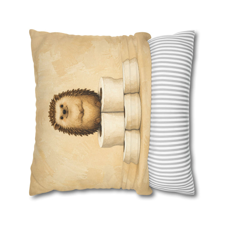 The Throne – Hedgehog Art with a Pyramid of Five Paper Rolls – Pillow / Cover
