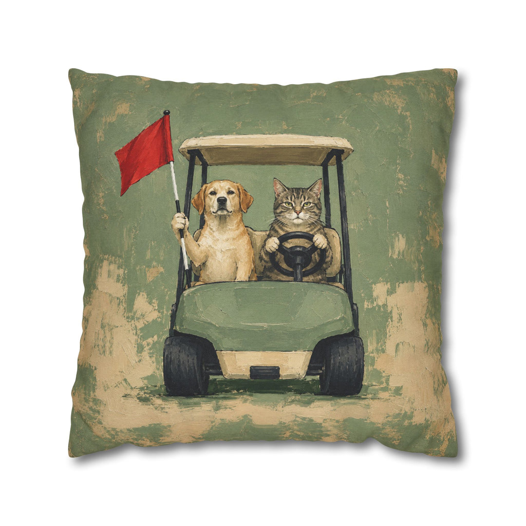 Par-tners – Golf Wall Art with a Cart Driver and a Flag Holder – Pillow / Cover