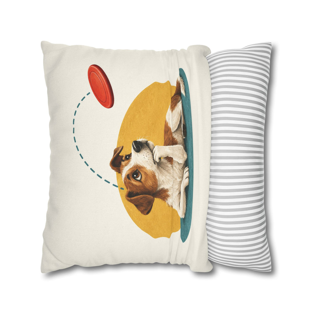 The Flying Disc Physicist – Funny Dog Art with a Midair Catch and Sharp Eyes – Pillow / Cover