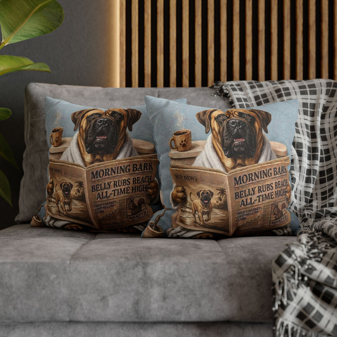"Morning Business" - Mastiff Pillow Cover - Dog Lover Home Decor