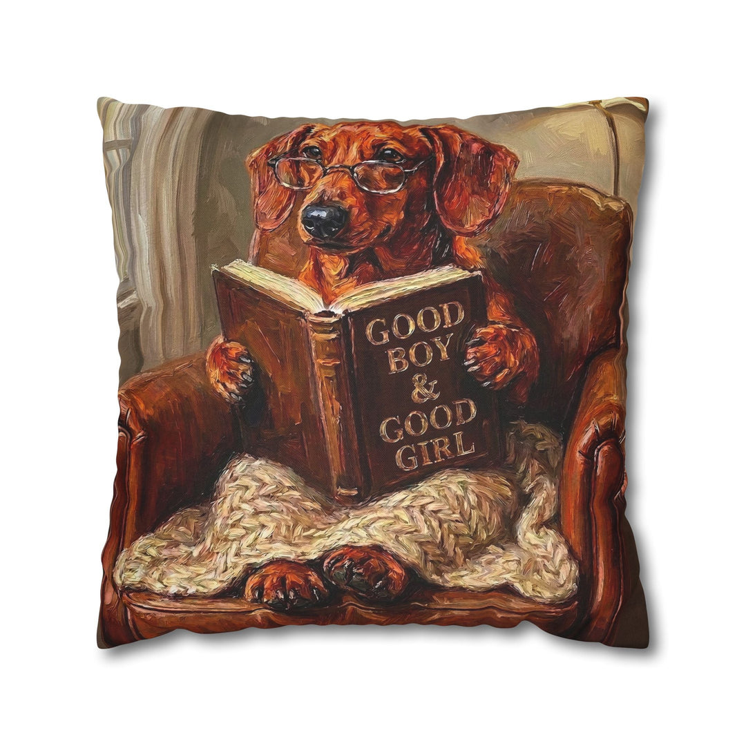 "Evening Read" - Dachshund Throw Pillow - Dog Lover Home Decor