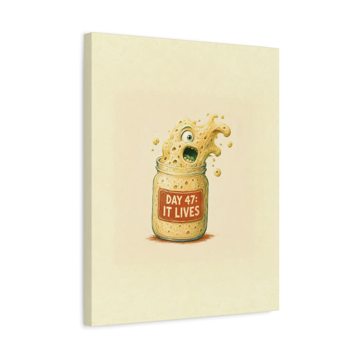 The Sourdough Diaries – Kitchen Wall Art with a Bubbling Starter in a Jar – Canvas / Framed Canvas