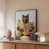"Morning Business" - Tortoiseshell Vertical Framed Canvas - Cat Lover Wall Art
