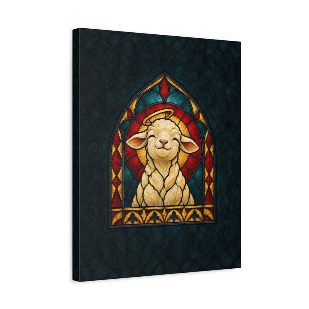 The Good Shepherd's Favorite – Christian Wall Art with a Lamb in a Gothic Arch – Canvas / Framed Canvas