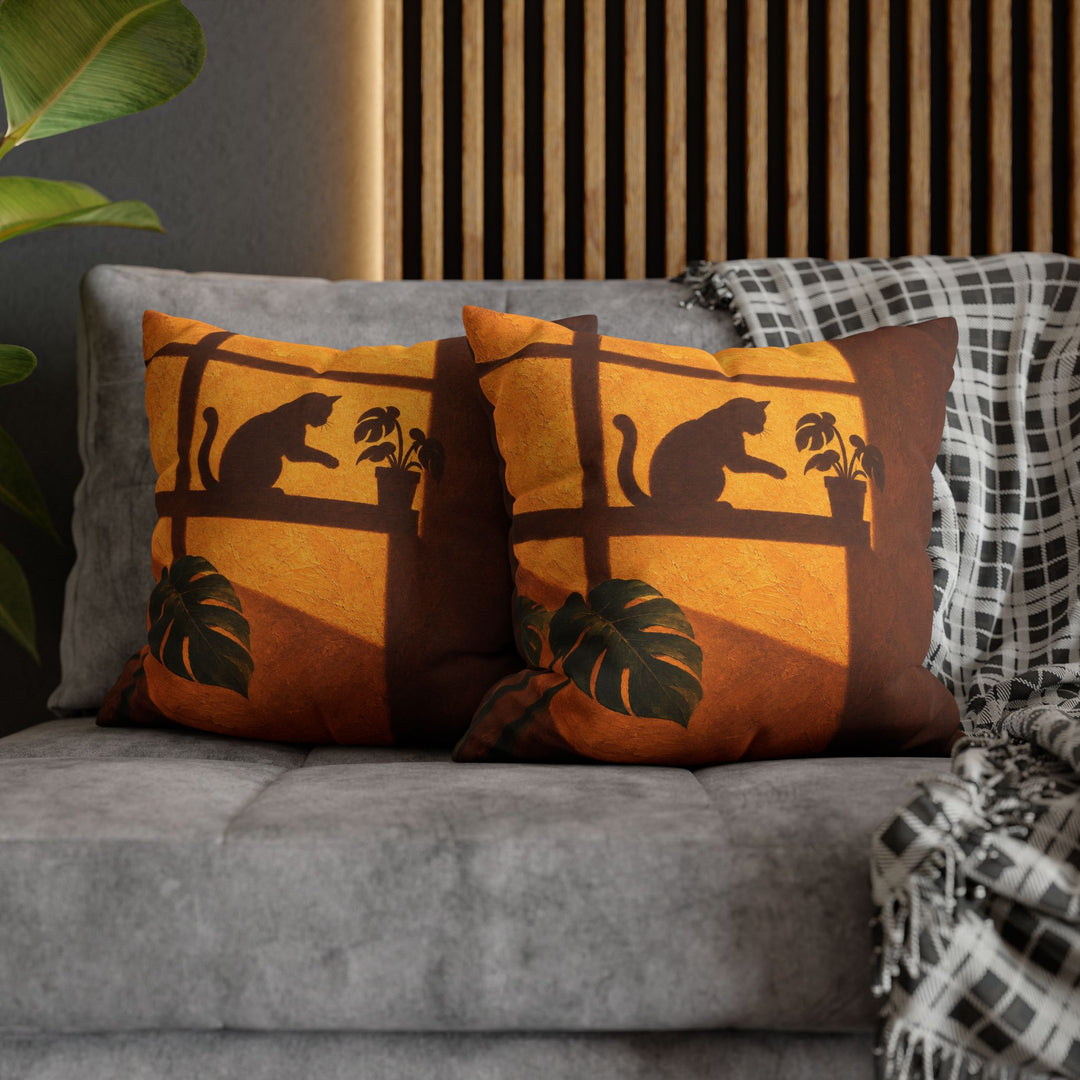 Gravity Check – Cat Wall Decor with an Amber Wall and Cross Light – Pillow / Cover
