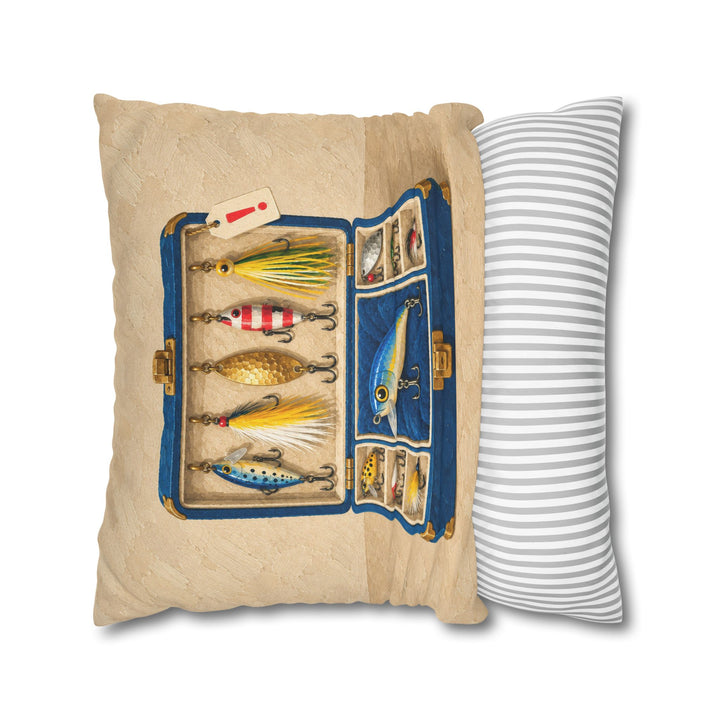 Tackle Box, Open – Fishing Wall Art with Lures Glinting Like Jewels – Pillow / Cover