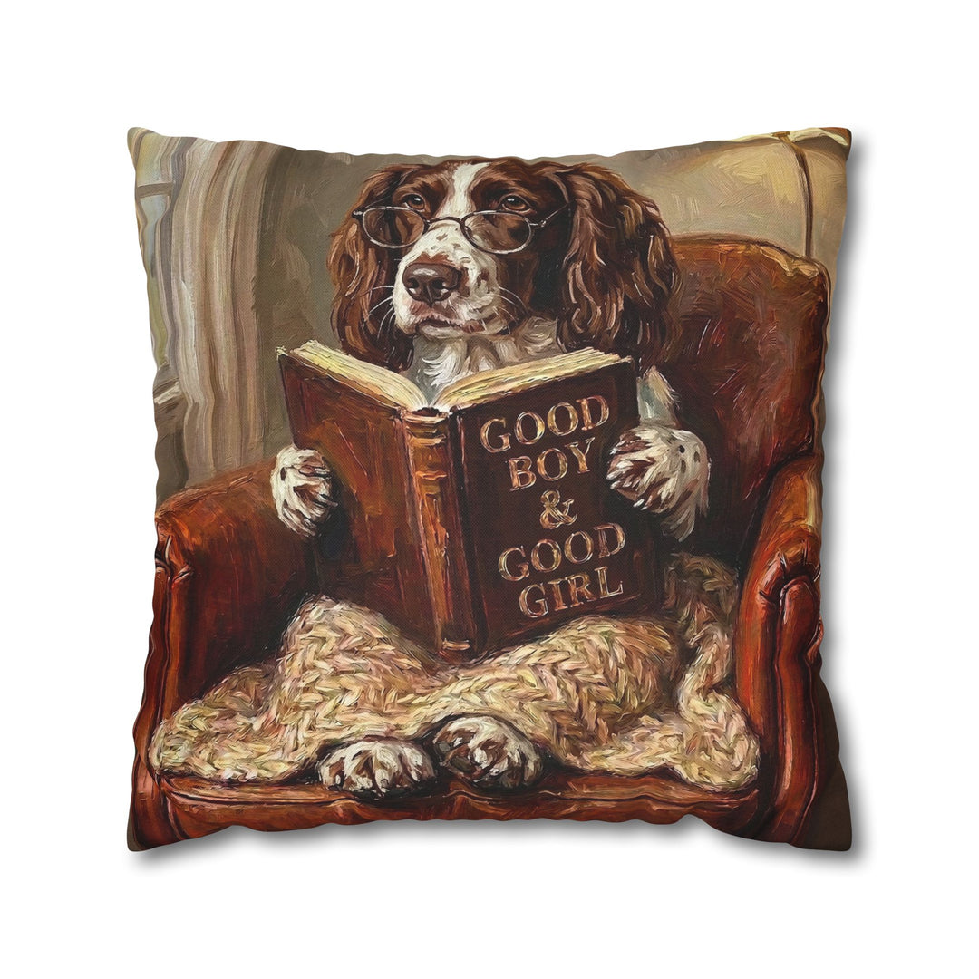 "Evening Read" - English Springer Throw Pillow - Dog Lover Home Decor