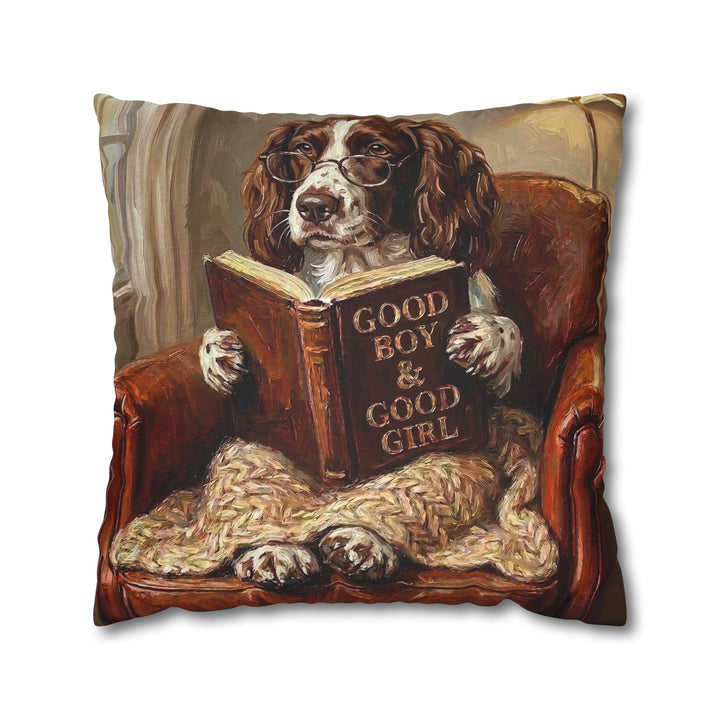 "Evening Read" - English Springer Throw Pillow - Dog Lover Home Decor