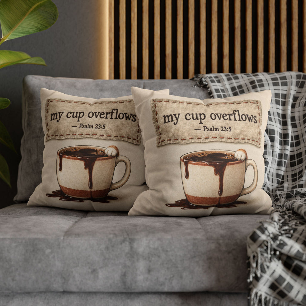 My Cup Overflows – Psalm Wall Art with a Stitched Linen Look – Pillow / Cover