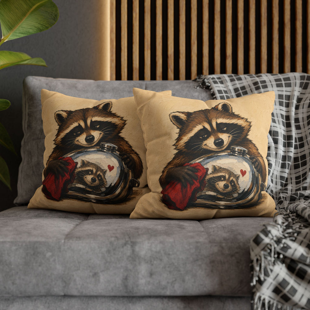 The Vintage Restorer – Motorcycle Art with a Raccoon and a Chrome Tank – Pillow / Cover