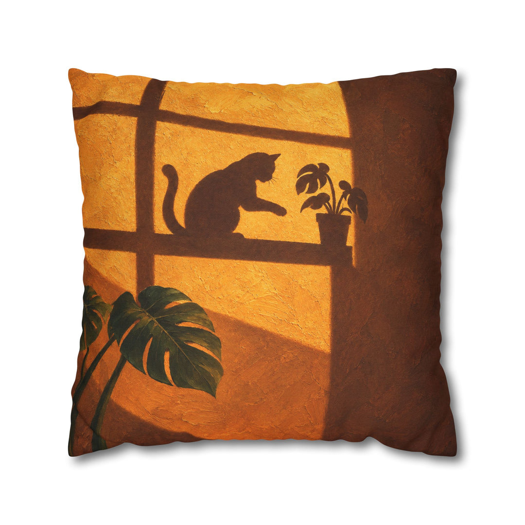 Gravity Check – Cat Wall Decor with an Amber Wall and Cross Light – Pillow / Cover