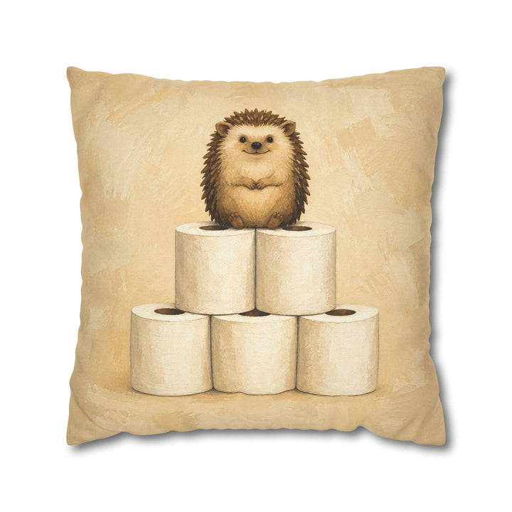 The Throne – Hedgehog Art with a Pyramid of Five Paper Rolls – Pillow / Cover