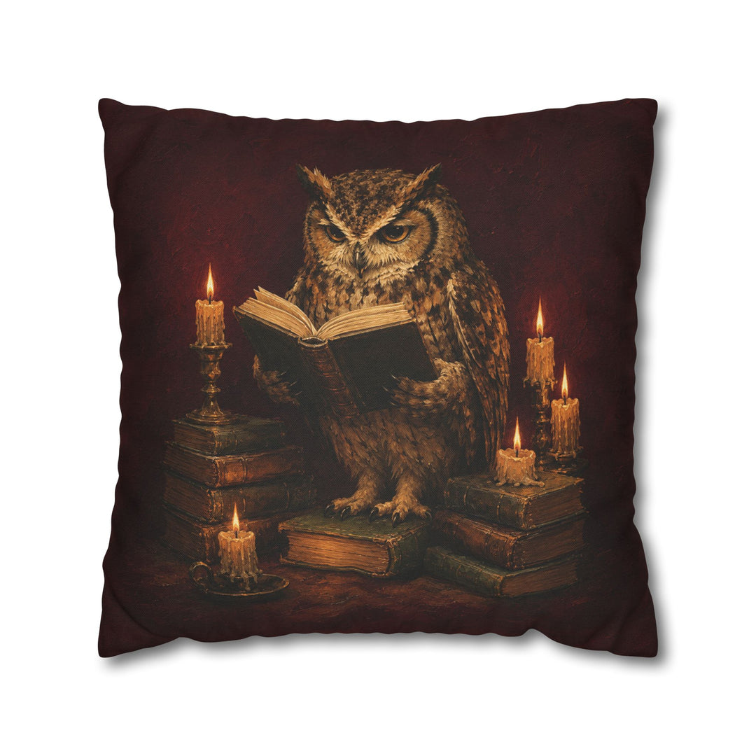 Candlelight Scholar – Dark Academia Decor with an Owl and Dripping Wax – Pillow / Cover