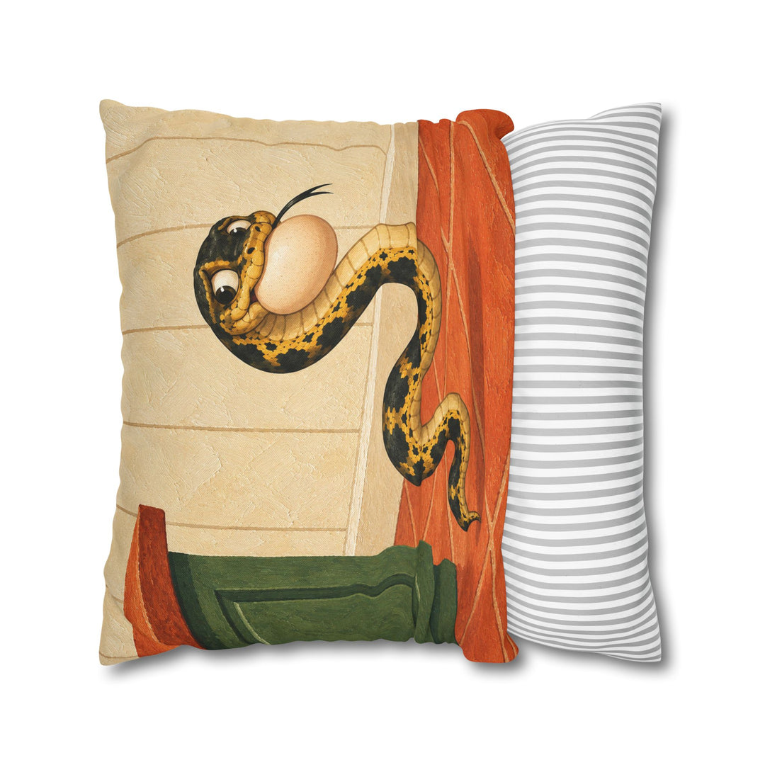 The Egg Heist – Funny Kitchen Art with a Snake and a Stolen Breakfast – Pillow / Cover
