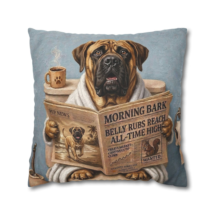 "Morning Business" - Mastiff Pillow Cover - Dog Lover Home Decor