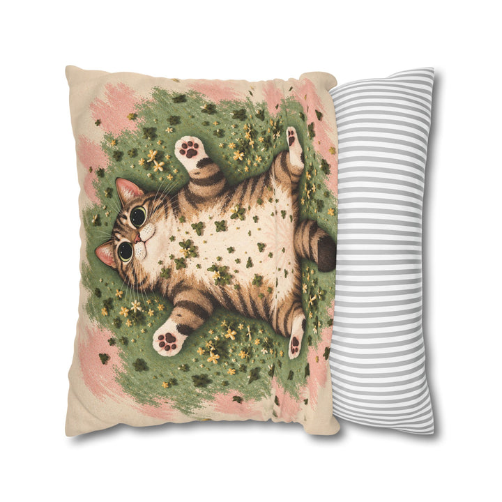 Catnip Aftermath – Funny Cat Art with a Sprawl and Dinner Plate Pupils – Pillow / Cover