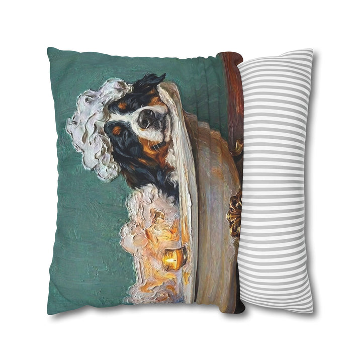 "Spa Day" - Bernese Mountain Dog Pillow Cover - Dog Lover Home Decor