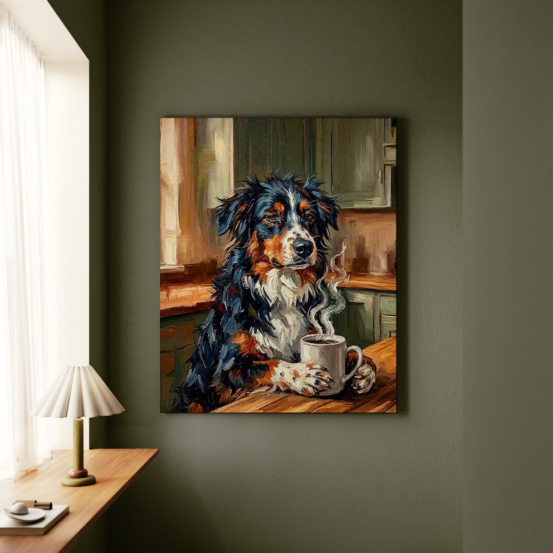 Australian Shepherd Before Coffee Canvas