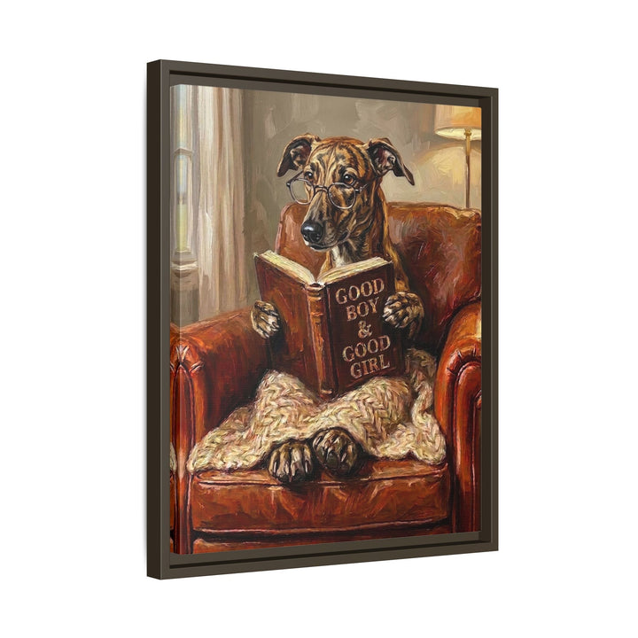 Greyhound Reading a Book Wall Art, Bookish Dog Print for Book Lovers, Canvas or Framed