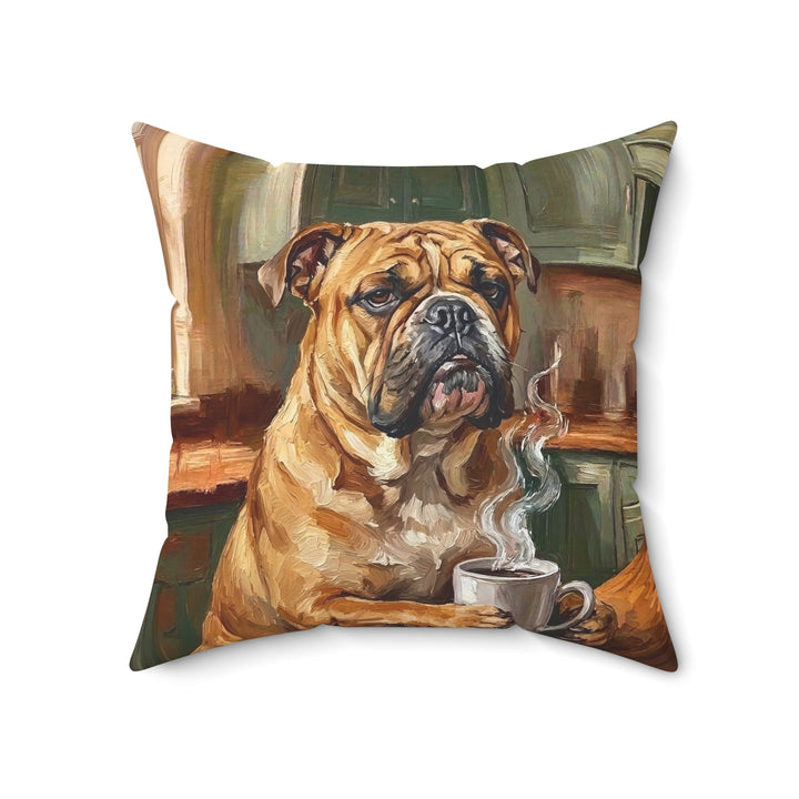 "Before Coffee" - English Bulldog Throw Pillow - Dog Lover Home Decor