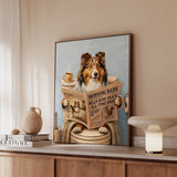 "Morning Business" - Shetland Sheepdog Vertical Framed Canvas - Dog Lover Wall Art