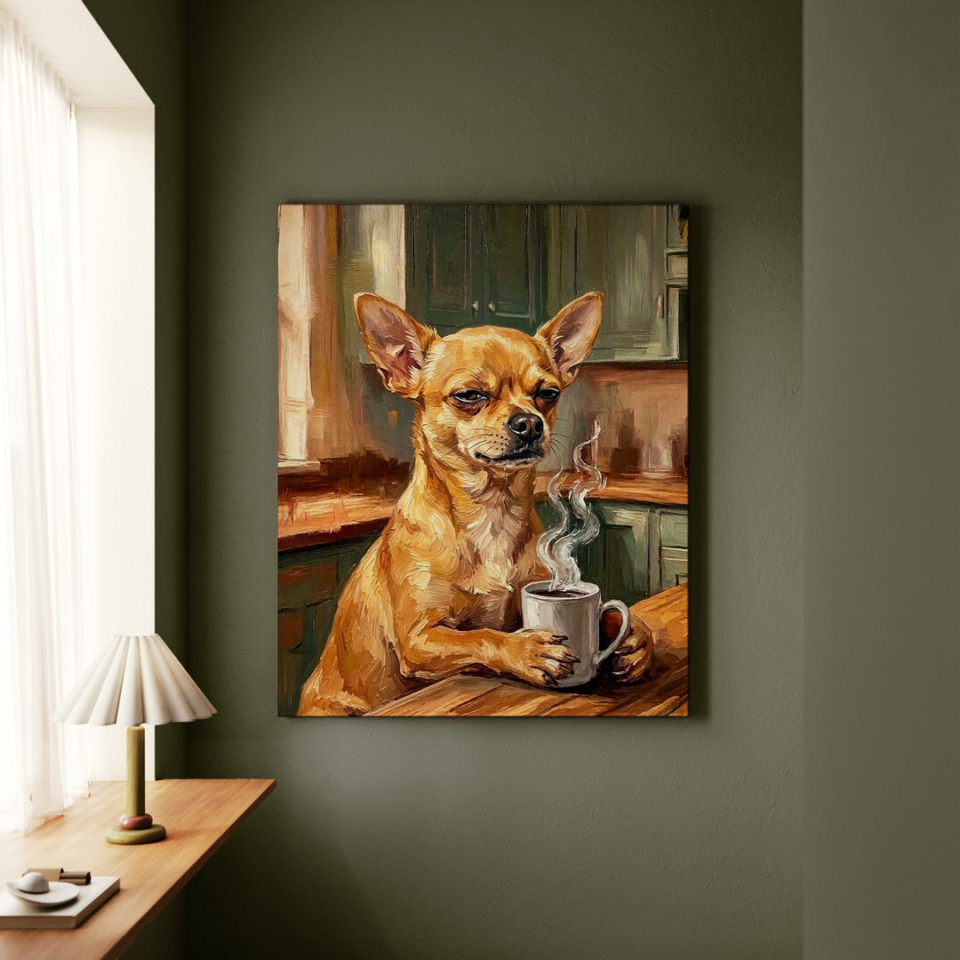 Chihuahua Before Coffee Canvas