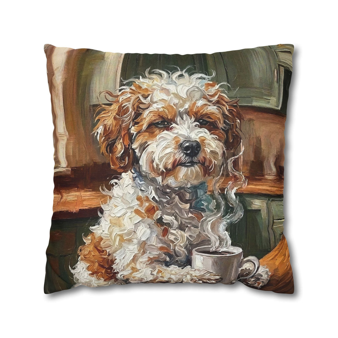 "Before Coffee" - Bichon Frise Throw Pillow - Dog Lover Home Decor