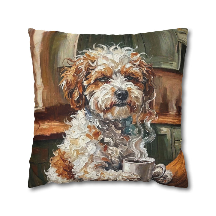 "Before Coffee" - Bichon Frise Throw Pillow - Dog Lover Home Decor