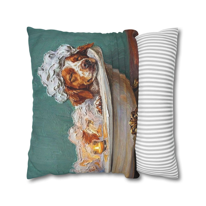 "Spa Day" - Brittany Spaniel Pillow Cover - Dog Lover Home Decor
