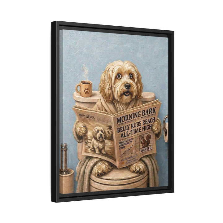"Morning Business" - Havanese Vertical Framed Canvas - Dog Lover Wall Art