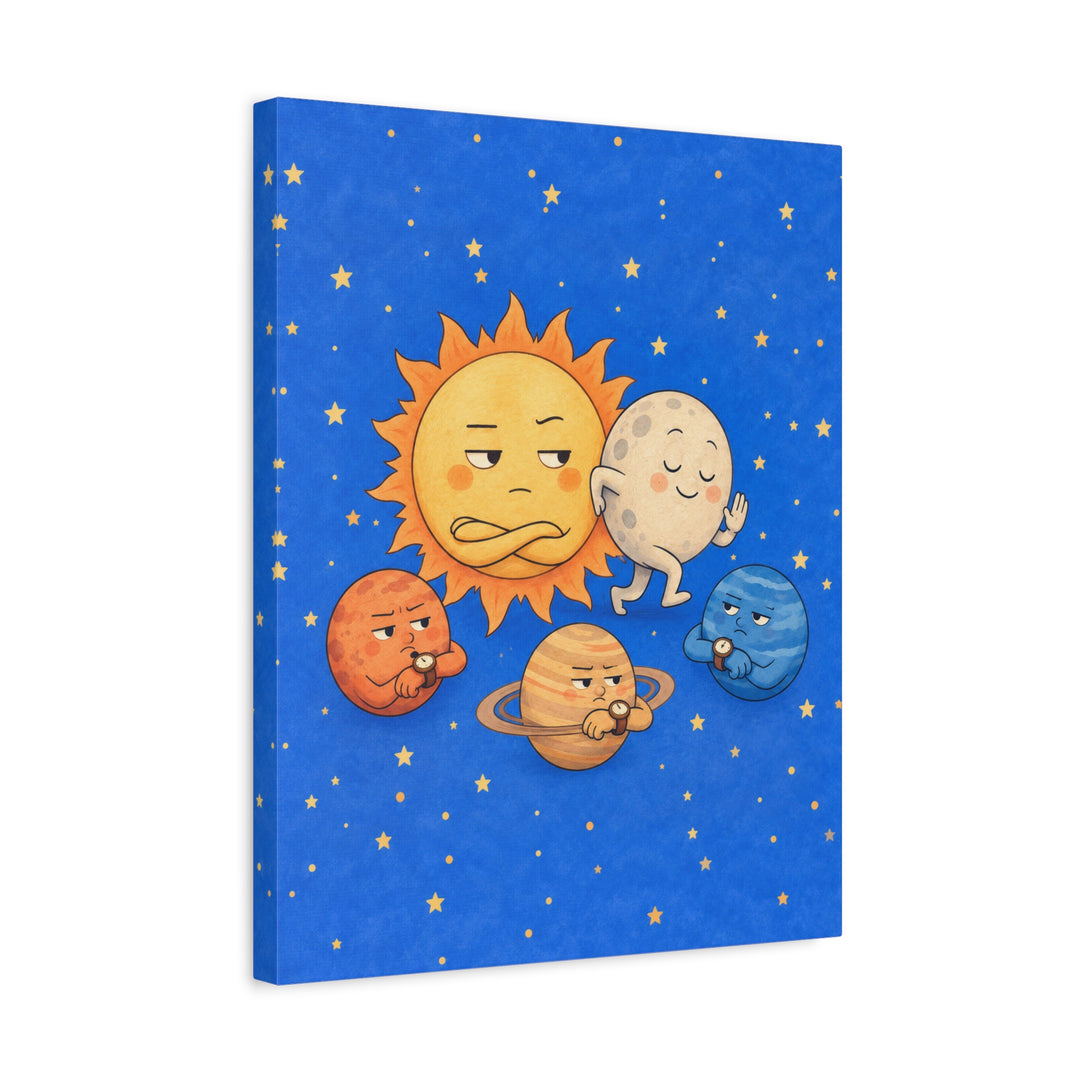 Eclipse: Excuse Me – Celestial Wall Art with a Polite Squeeze Past – Canvas / Framed Canvas