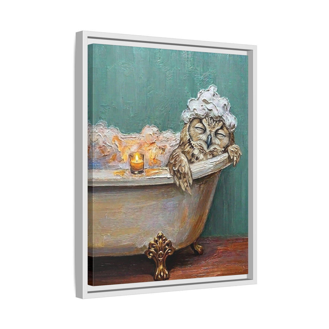 "Bubble Time" - Owl Vertical Framed Canvas - Spirit Animal Wall Art