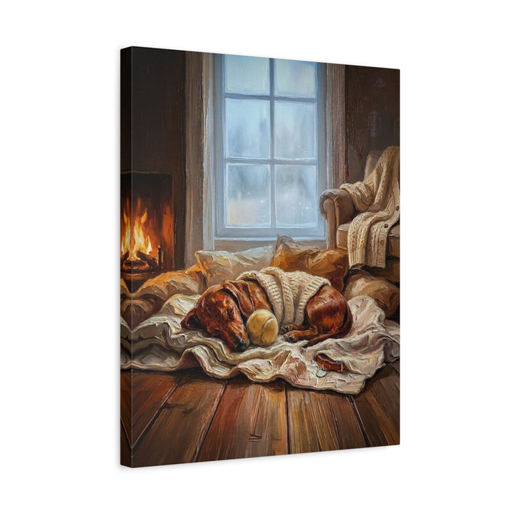 "Calm Memories" - Dachshund Vertical Canvas - Dog Lover Wall Art