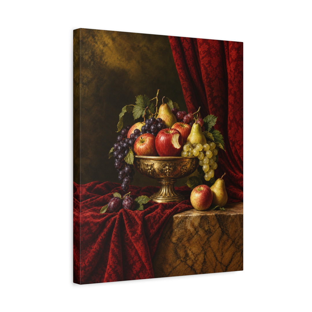 Still Life With One Bite Missing – Kitchen Wall Art with a Renaissance Fruit Scene – Canvas / Framed Canvas