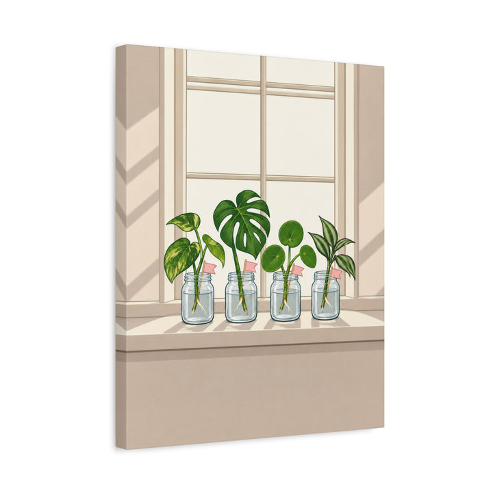 The Propagation Station – Plant Wall Art with Windowsill Jars and Milestones – Canvas / Framed Canvas