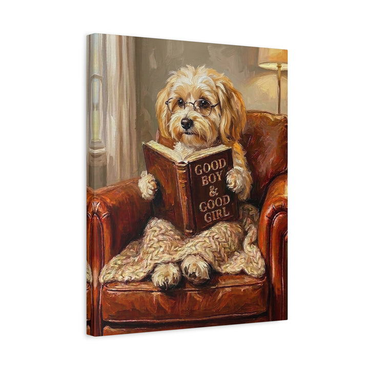 "Evening Read" - Havanese Vertical Canvas - Dog Lover Wall Art