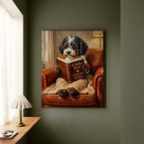 "Evening Read" - Bichon Frise Vertical Canvas - Dog Lover Wall Art