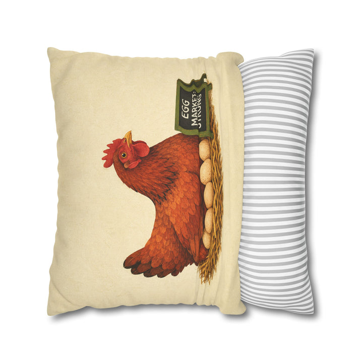 Egg Economics – Chicken Wall Art with a Hen and a Tiny Chalkboard – Pillow / Cover