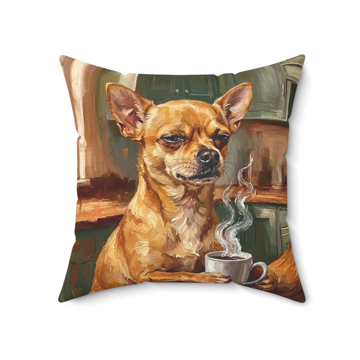 "Before Coffee" - Chihuahua Throw Pillow - Dog Lover Home Decor