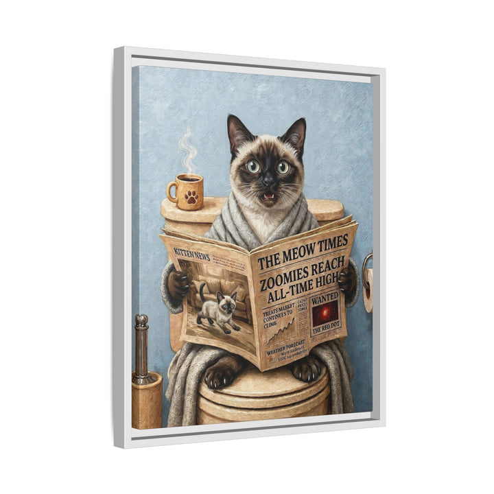 "Morning Business" - Colorpoint Vertical Framed Canvas - Cat Lover Wall Art
