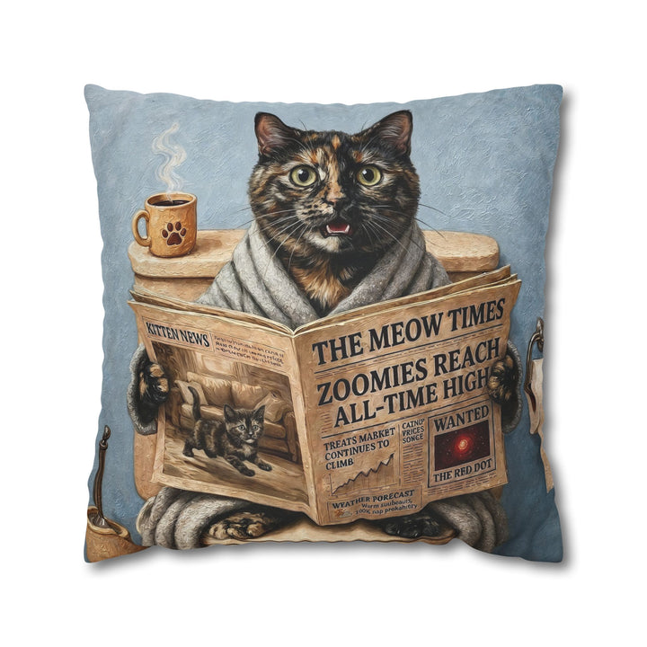 "Morning Business" - Tortoiseshell Throw Pillow - Cat Lover Home Decor