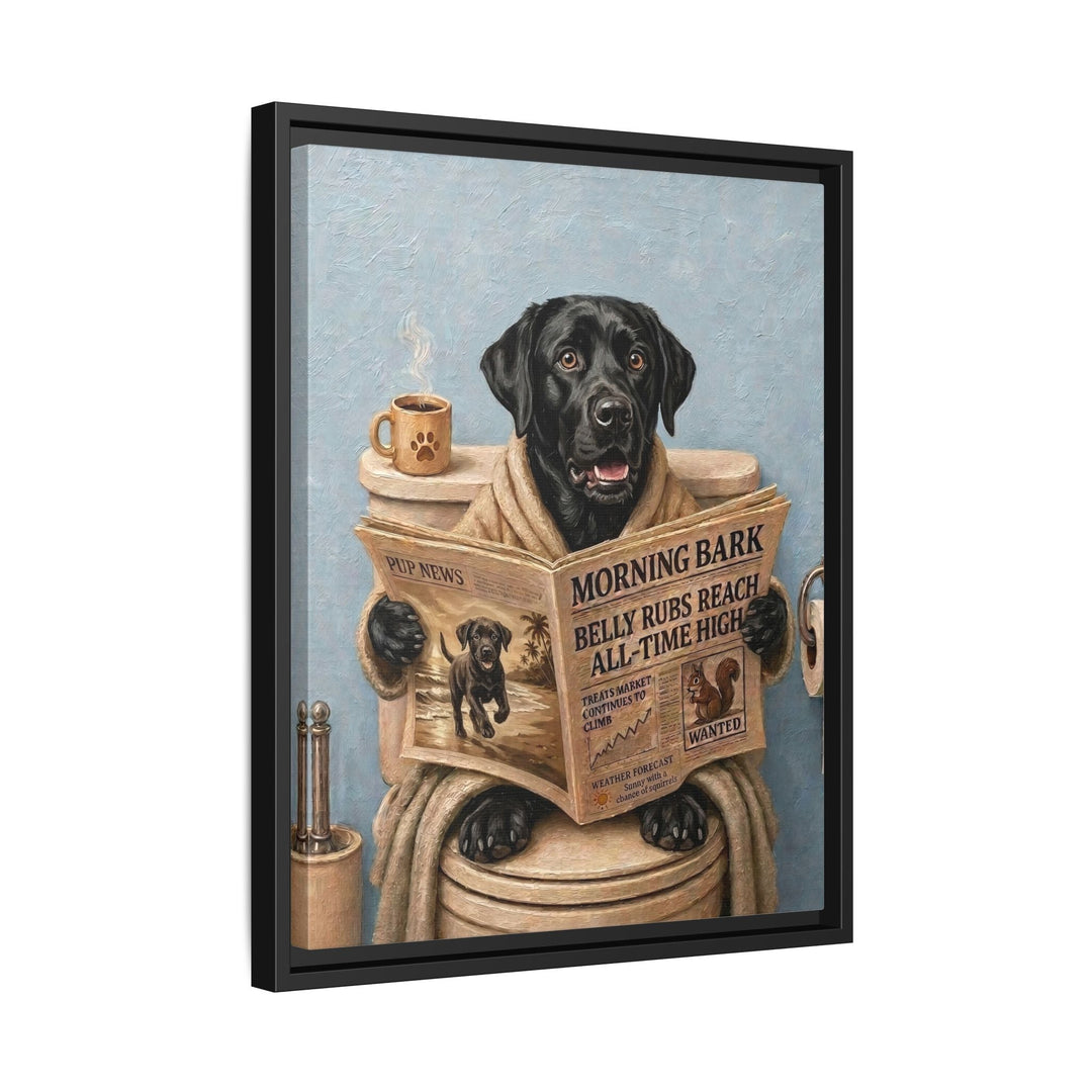 "Morning Business" - Labrador Vertical Framed Canvas - Dog Lover Wall Art