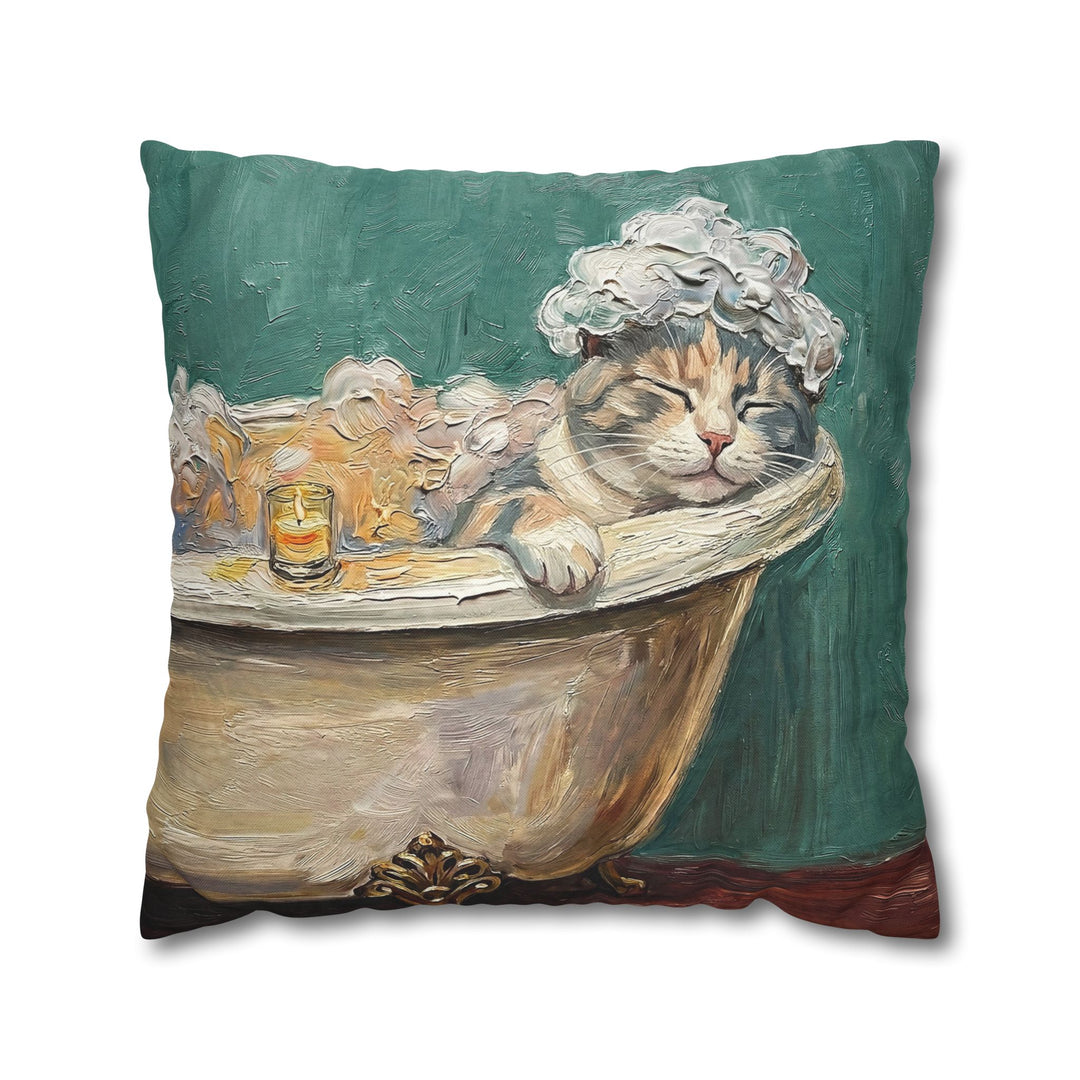 "Spa Day" - Dilute Calico Pillow Cover - Cat Lover Home Decor
