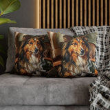 "Before Coffee" - Shetland Sheepdog Pillow Cover - Dog Lover Wall Art Home Decor