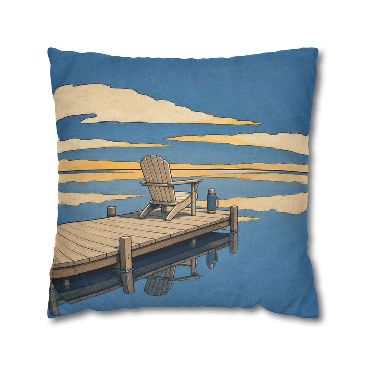 Lake Glass – Lake House Wall Art with a Dock and an Empty Chair – Pillow / Cover